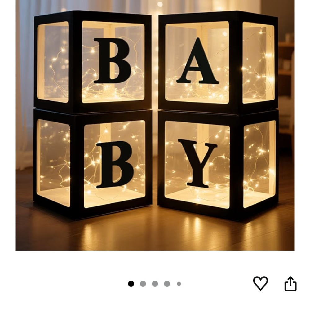 Black 'BABY' Light-Up Decorative Blocks for Baby Shower